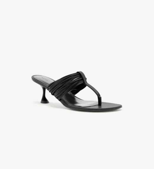 Cable T-Strap Sandals- Black